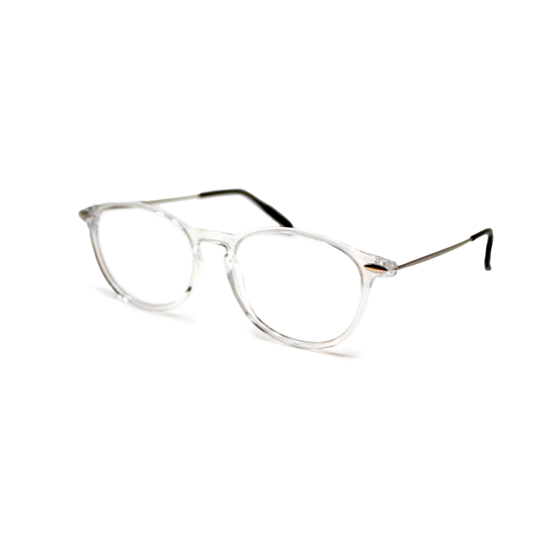 Gafas modelo Timón vista lateral en color cristal